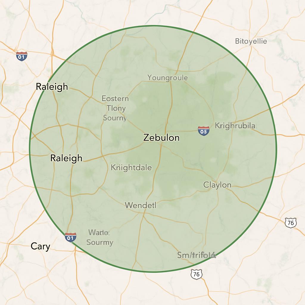 Henry's Tree Service Area Map