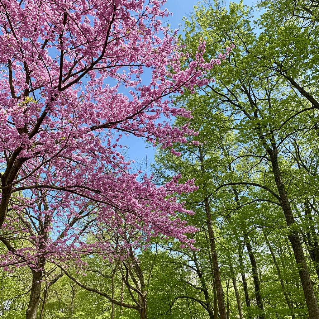 Diverse native trees of North Carolina in a sunny landscape, highlighting ecological beauty