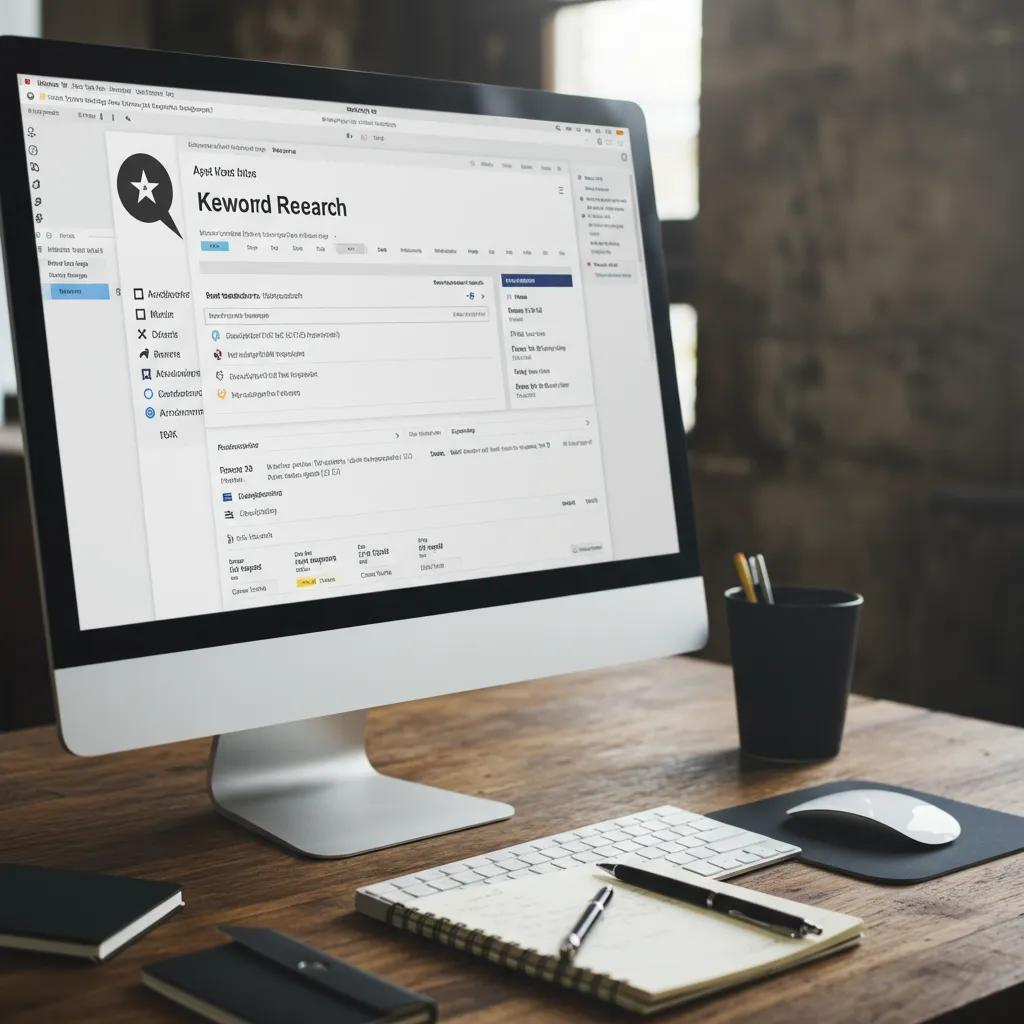 Computer screen showing keyword research tool for small business SEO